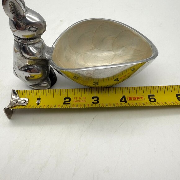 Vtg Bunny Candy Bowl Trinket Dish Cast Aluminum Enameled Bowl Easter Spring - Picture 9 of 9